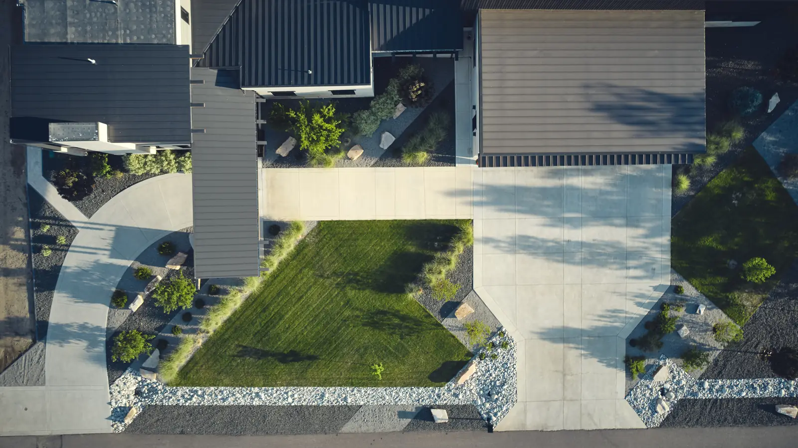 Aerial view of a Colorado property at the start of a full-yard design-build