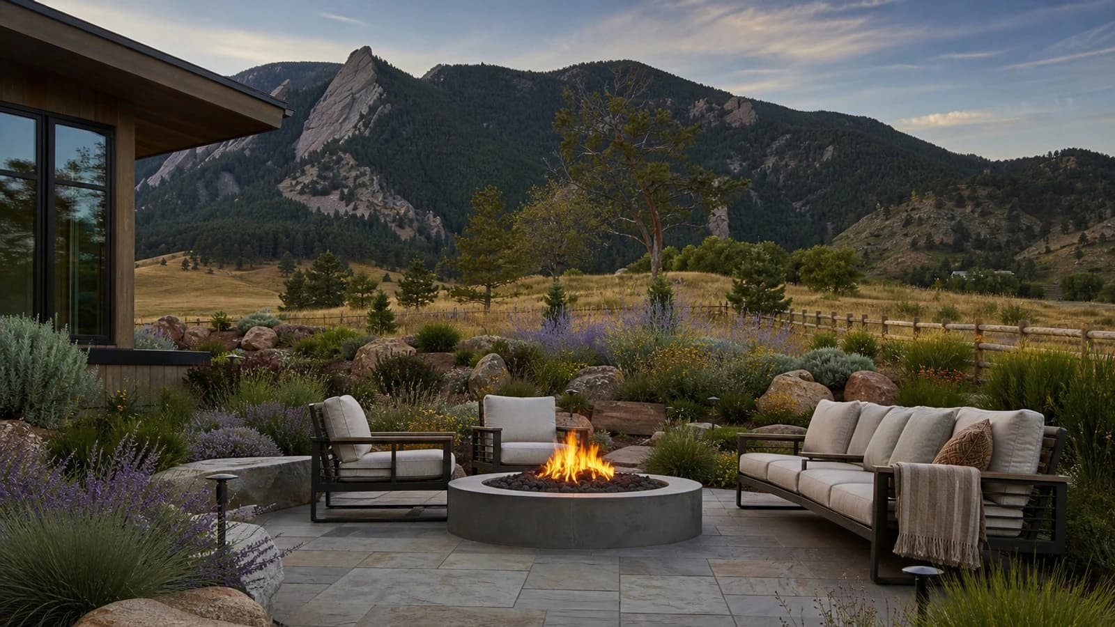 Boulder Colorado foothills backyard and patio