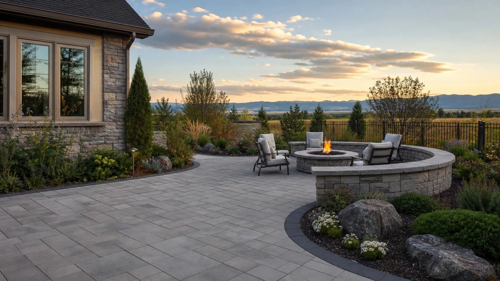Paver patio and hardscape outdoor living scene in Colorado